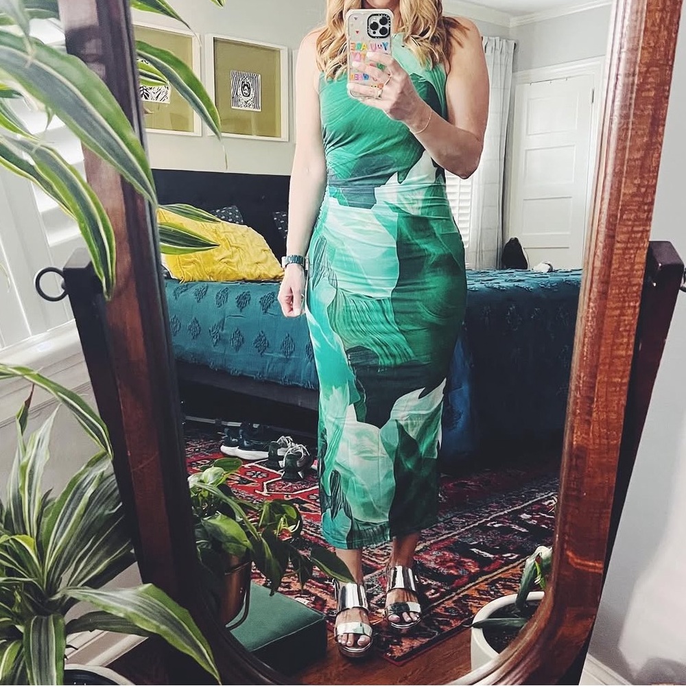 Leaf print mesh Bandage Dress by Rumor size small